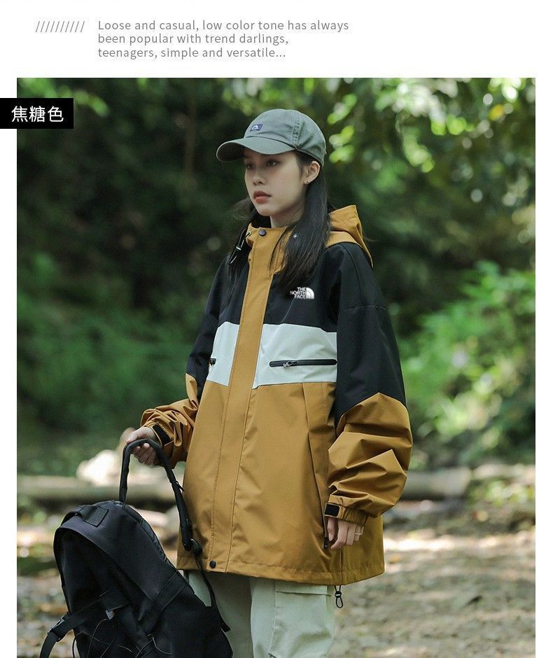 TNF（ザ・ノース・フェイス） 秋のモデルのジャケットライダージャケット カラーブロックのフード付きアウター 格好いいカップルウェア レジャーで使えて、どんなものにもマッチするアウトドアウェア