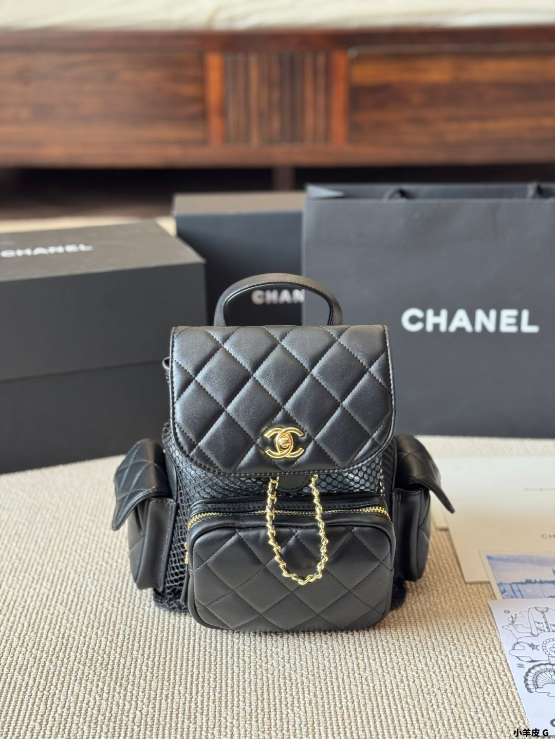 【今日特価】Vintage Chanel 25ss ハンドメイド感 透け編みバックパック-WTO輸入2