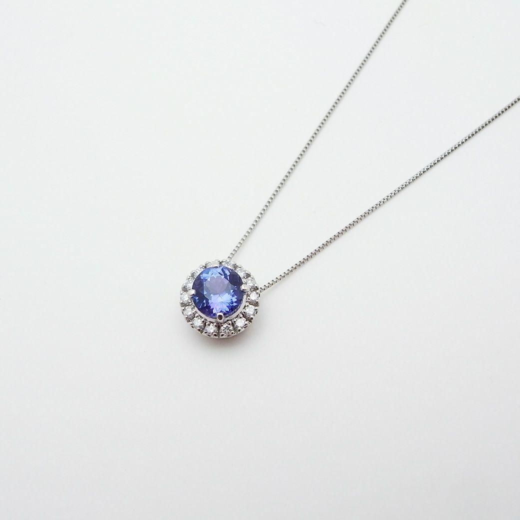 タンザナイト ダイヤモンド ペンダント ネックレス 1.02ct 0.17ct Pt900/Pt850 SAランク