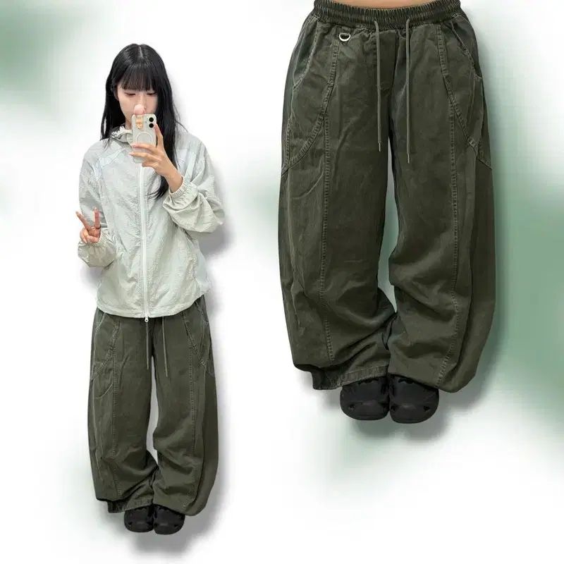 PIGMENT スリット パンツ(カーキ)