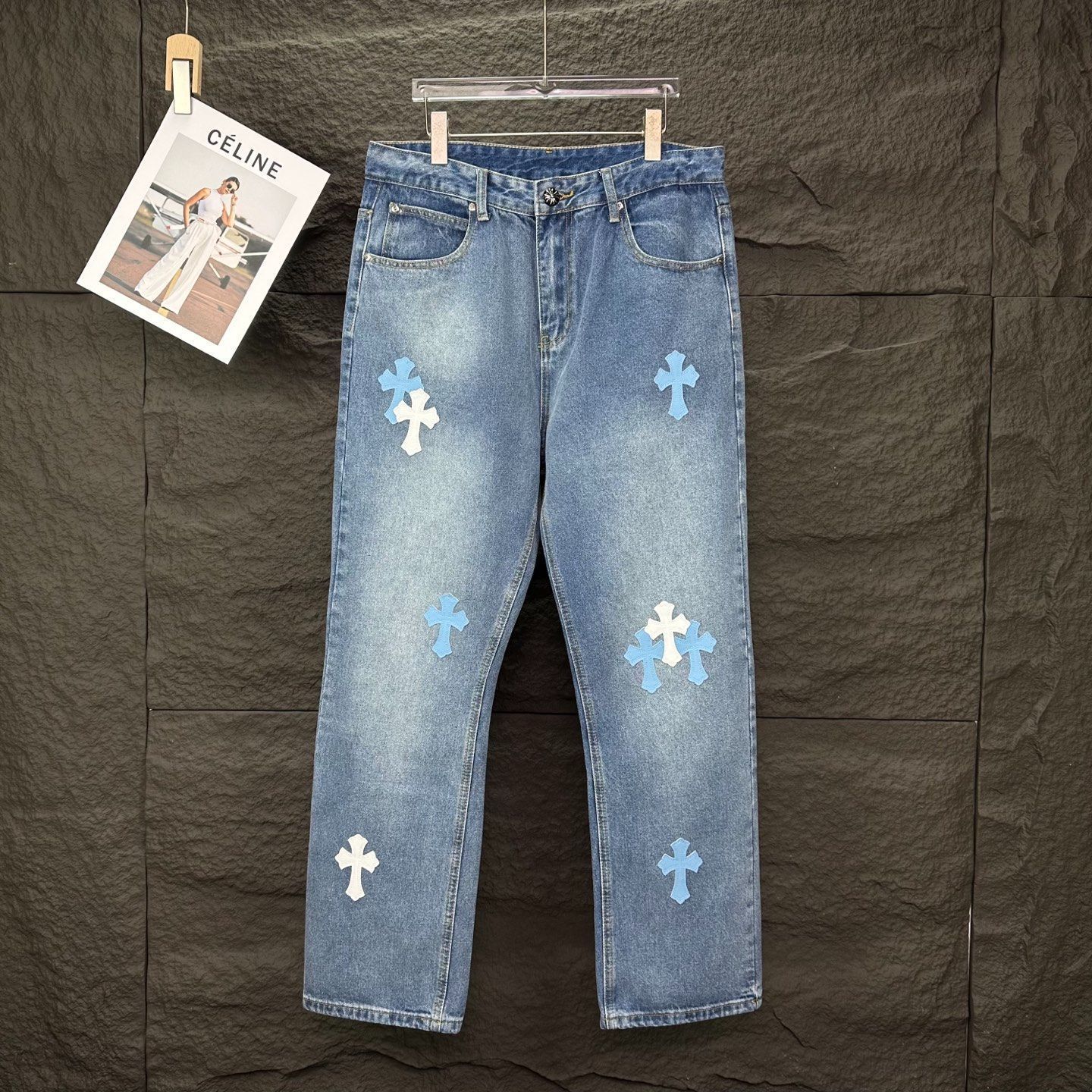 【今日特価】Chrome Hearts 2025 青梵文十字 カップルジーンズ