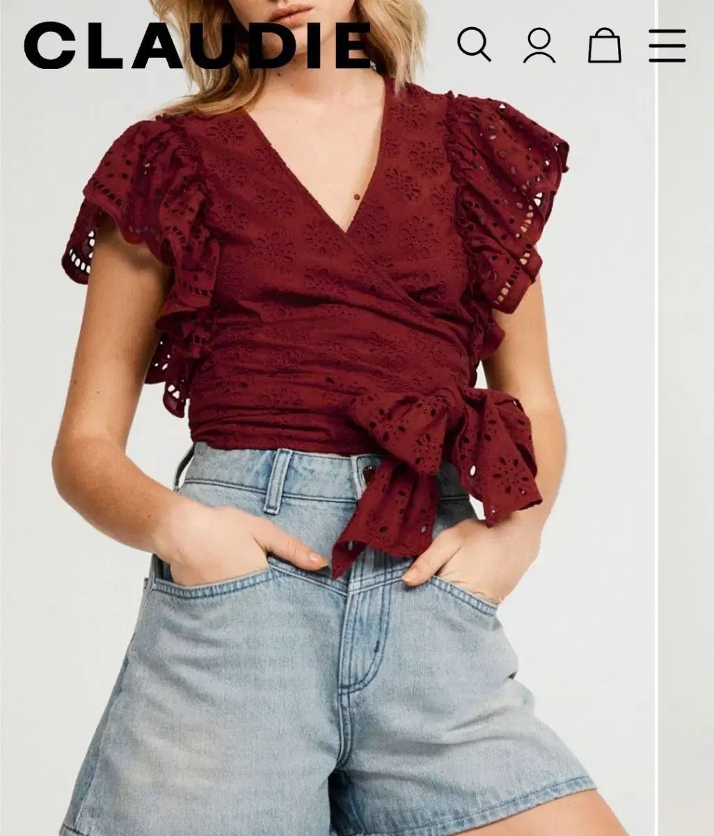 クロディ・ピエロ Claudie Pierlot オーガニックコットン エンブロイダリー ラブ ブラウス