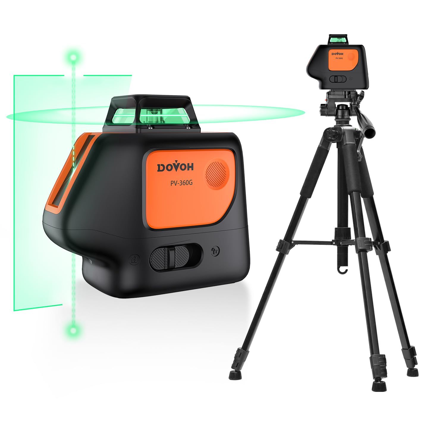 R◆鉛直ポイントレーザー墨出し器 三脚付き360°自動整準 グリーンレーザー 地墨 充電式 DIY用 PV-360G-KIT 1793a712