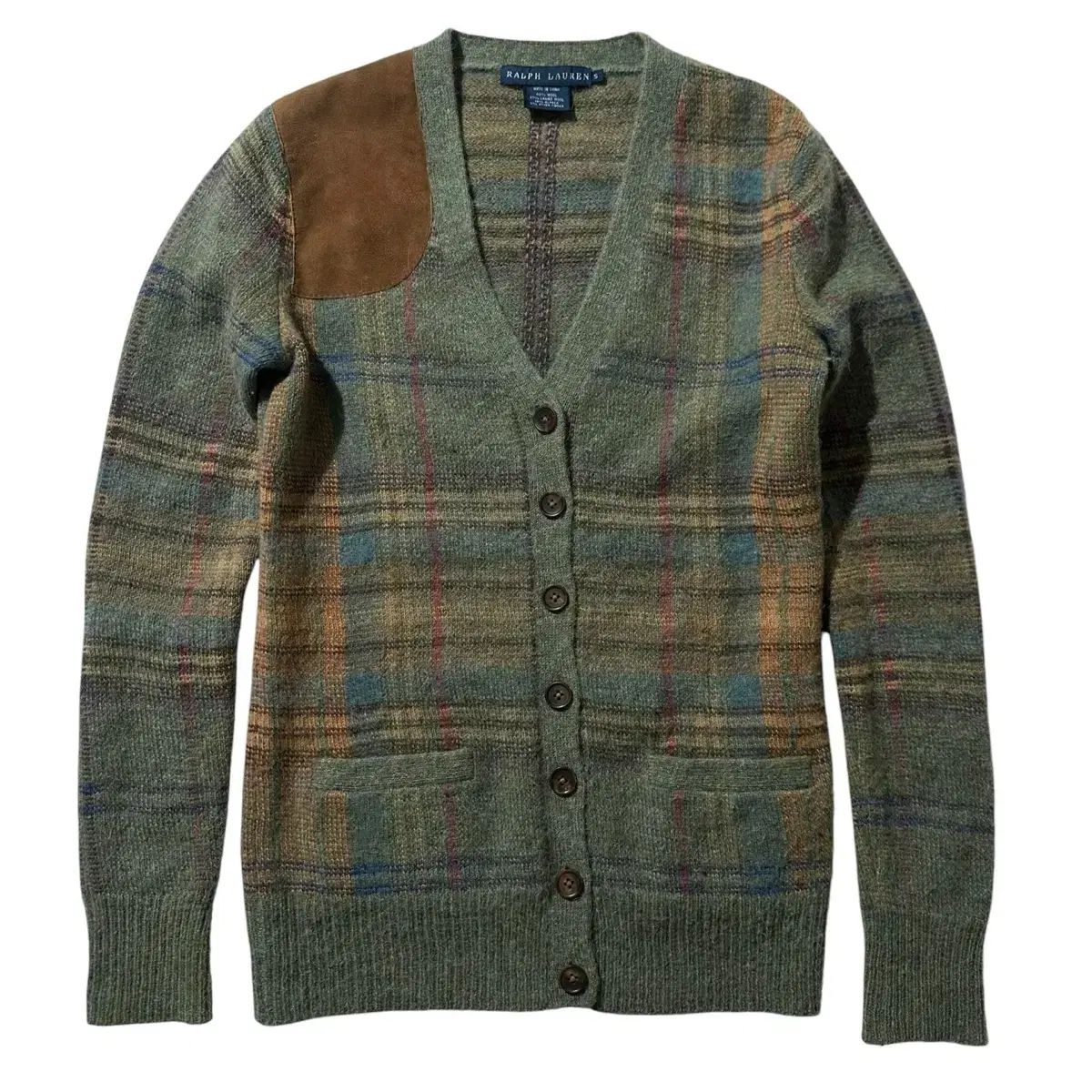 レディース S Ralph Lauren ウール アルパカ CHECK ニット カーディガン