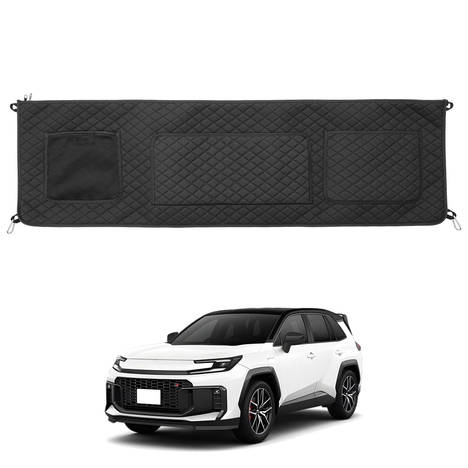 Mixsuper 新型 RAV4 60系 専用 トランク収納 ポケット ラゲッジ収納バッグ 車種専用設計 2025年12月? ラゲッジルーム収納 PUレザー バックドアガード プライバシー保護 キズ防止 防水 防汚 大容量 ブラックas a1cb690d