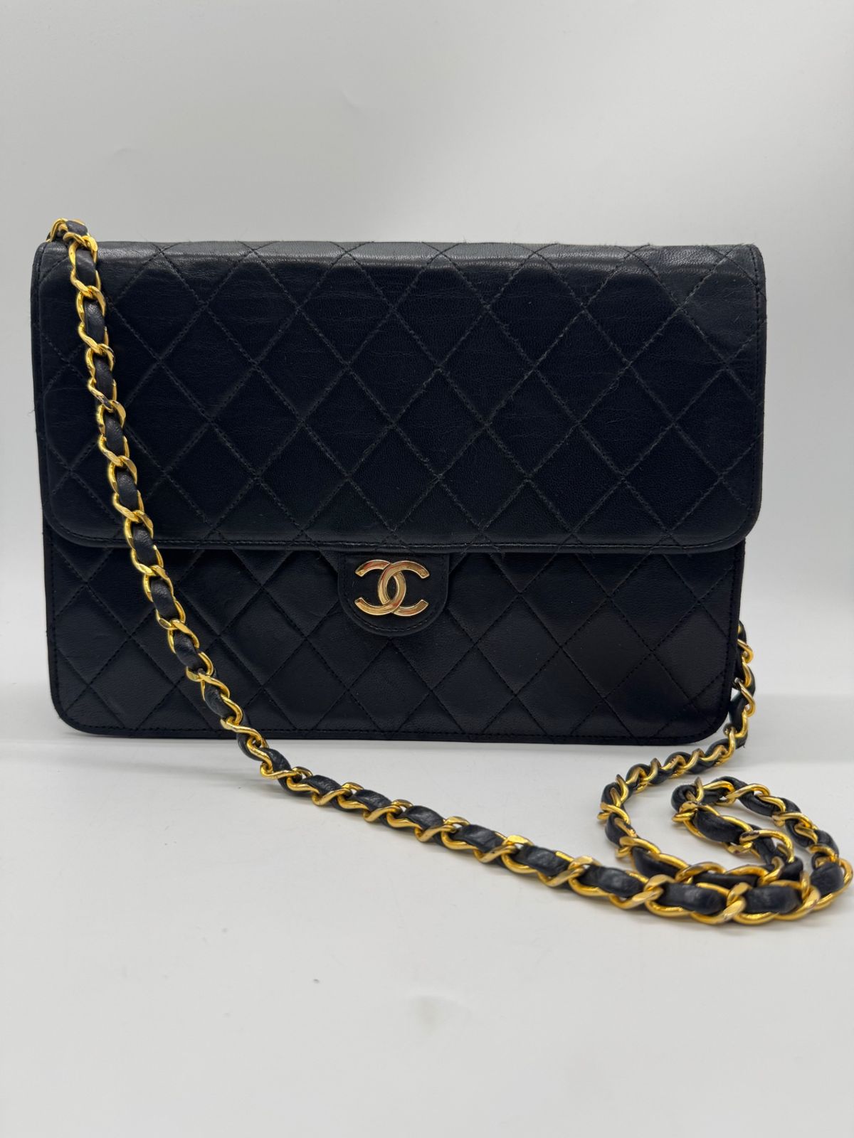 【良品】 CHANEL シャネル マトラッセ ココマーク プッシュロック チェーンショルダーバッグ ブラック P2606