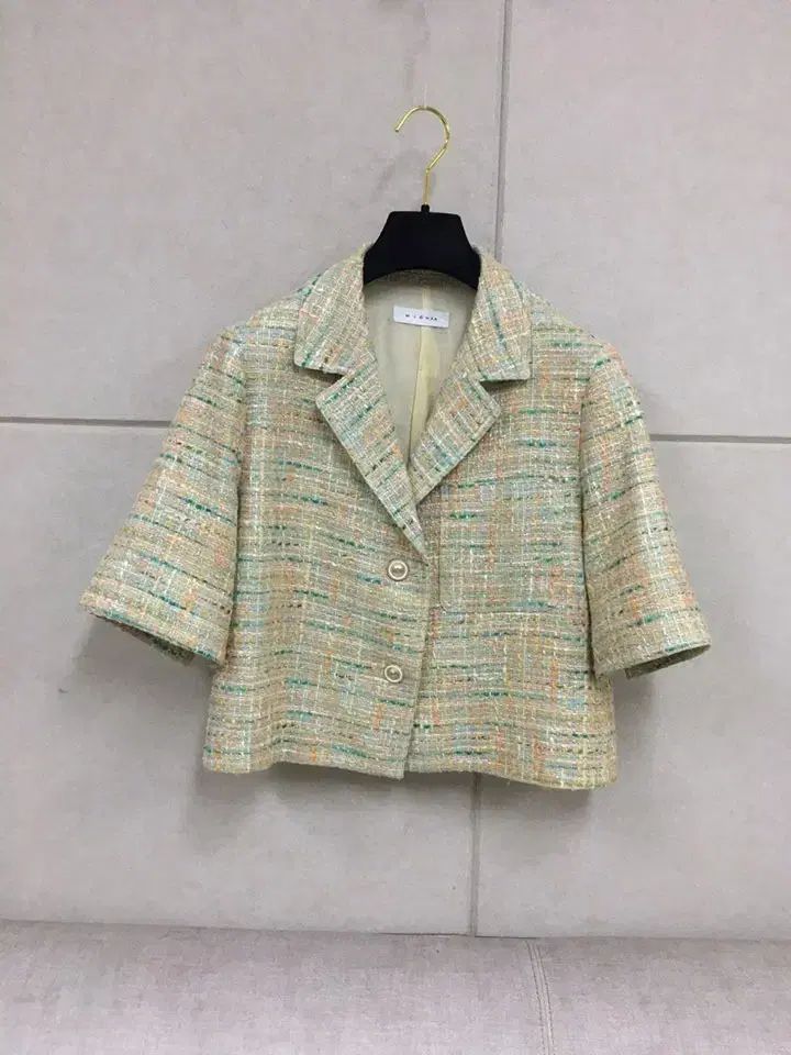 23年itMICHAA ミシャ 正規品 イタリア素材 ツイード 半袖 ジャケット
