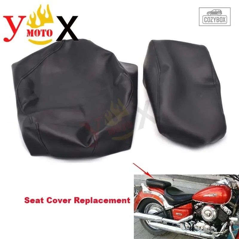 黒 PU レザーオートバイ シート カバークッション防水 ヤマハ V スター Dragstar XVS4