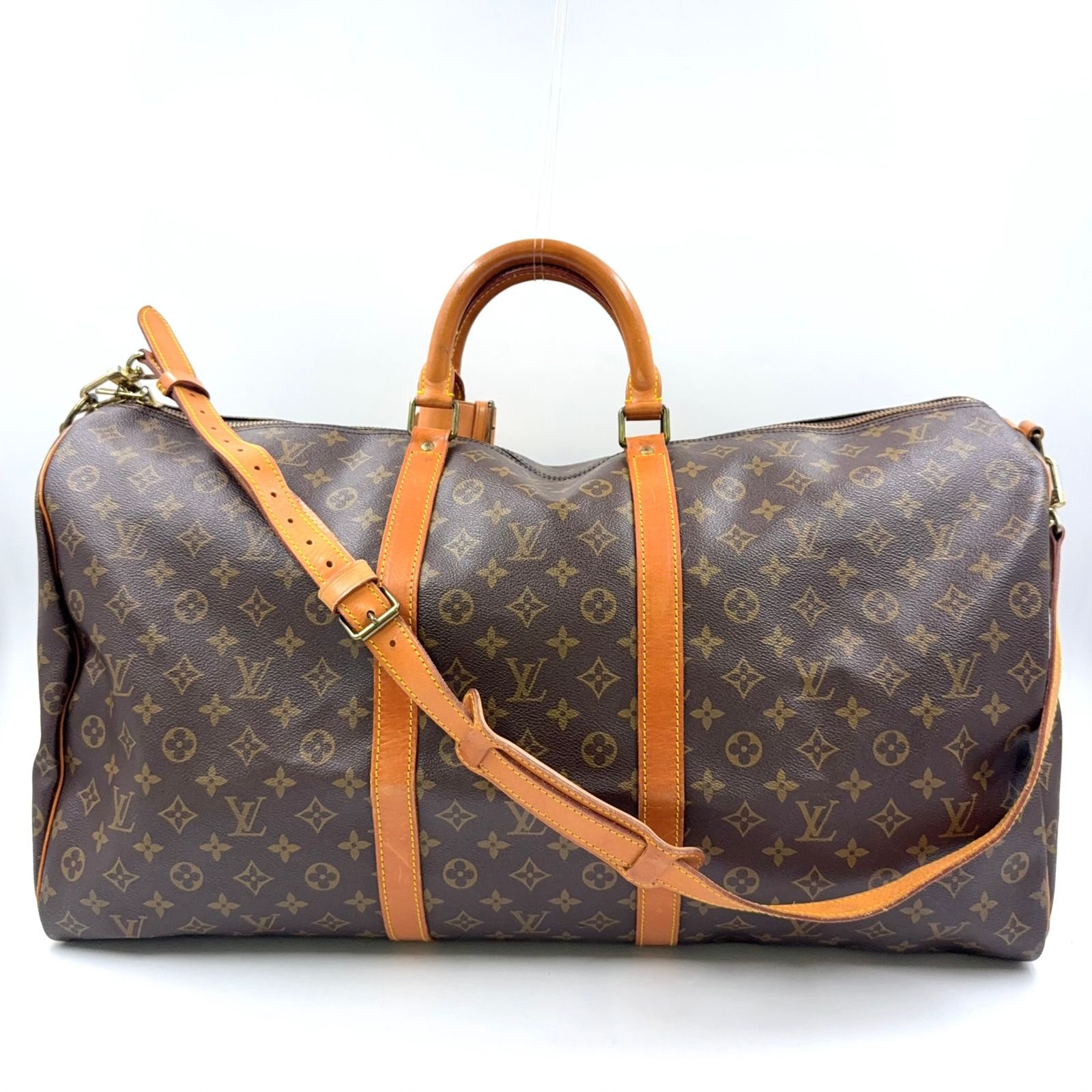 【新着】LOUIS VUITTON キーポル バンドリエール60 モノグラム モノグラム レザー、PVC ブラウン、ライトブラウン ボストンバッグ ゴールド M41412