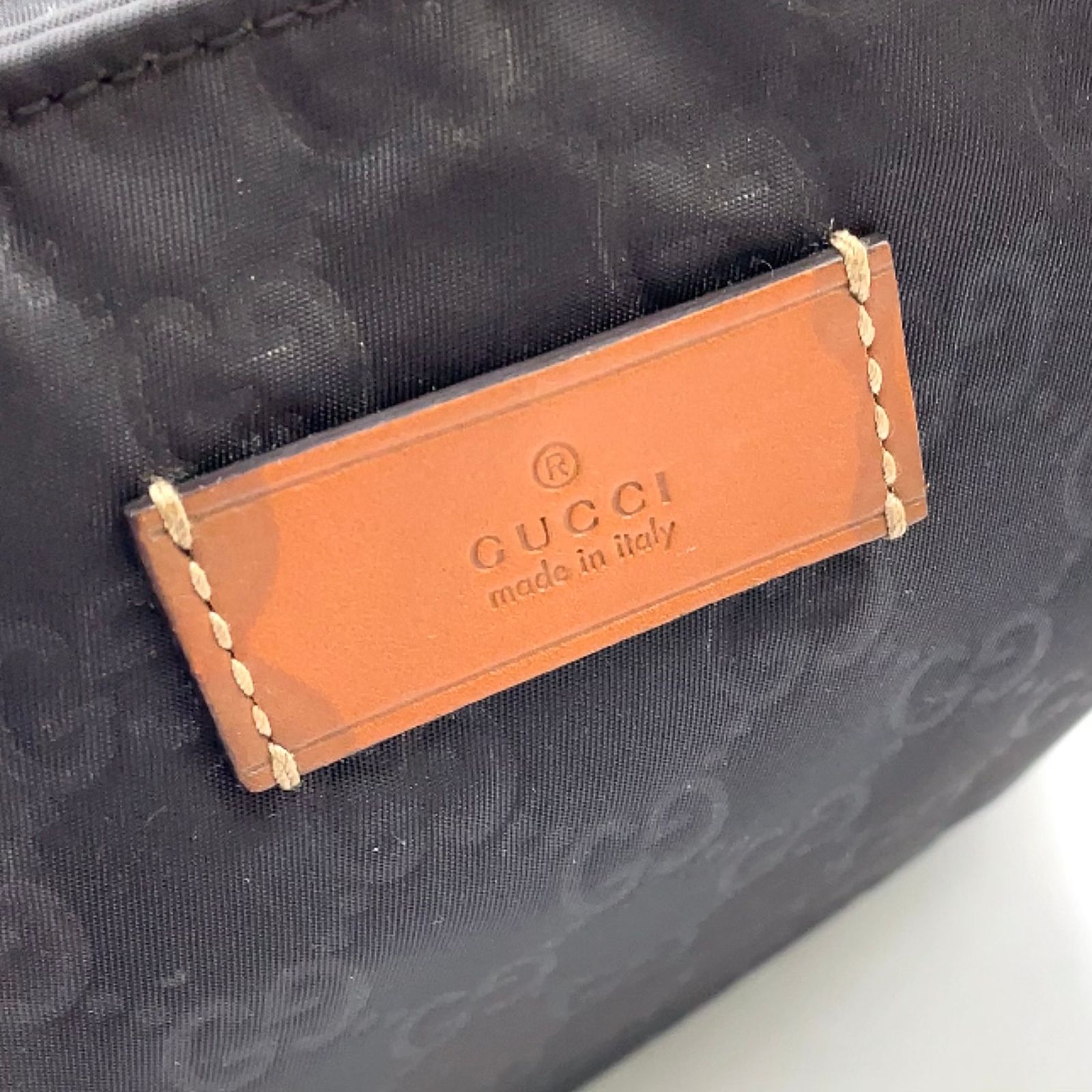 GUCCI GG柄 レザー、ナイロン ダークブラウン、ライトブラウン