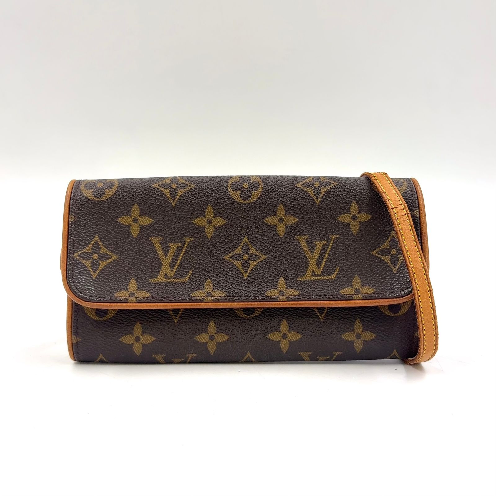 【新着】LOUIS VUITTON ポシェット ツインPM モノグラム レザー、PVC ブラウン ショルダーバッグ ゴールド M51854