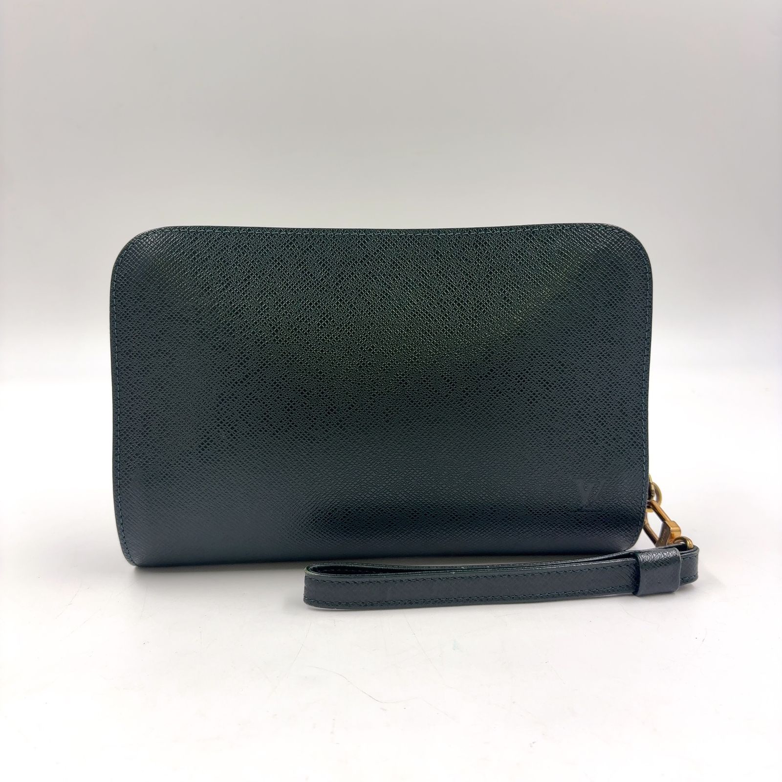 【新着】LOUIS VUITTON バイカル タイガ タイガ エピセア レザー ダークグリーン クラッチバッグ ゴールド M30184