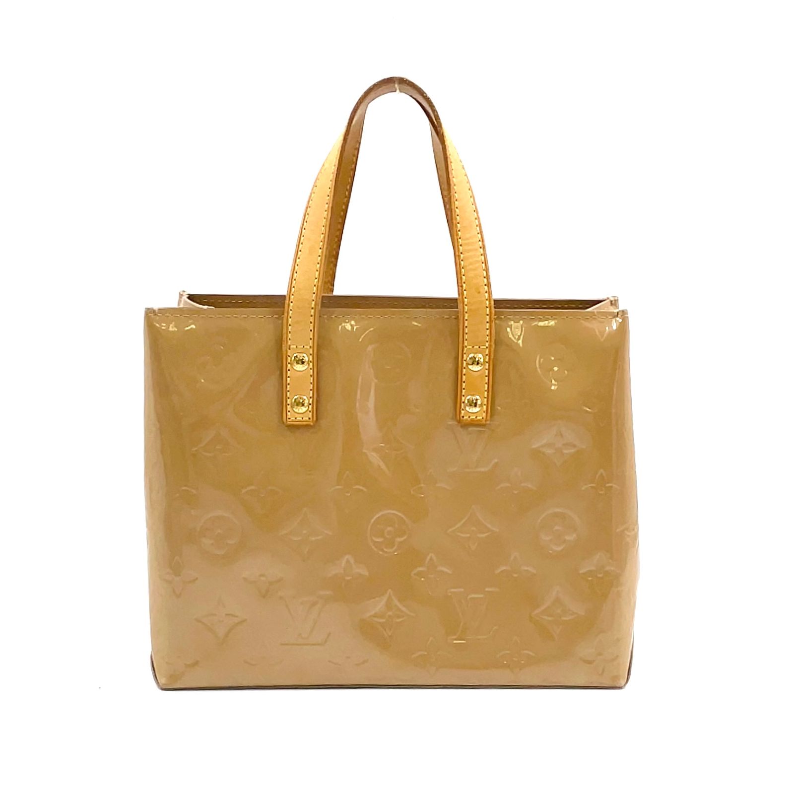 【新着】LOUIS VUITTON リードPM モノグラムヴェルニ モノグラムヴェルニ ノワゼット レザー、エナメルレザー ベージュ、ライトブラウン ハンドバッグ ゴールド M91334