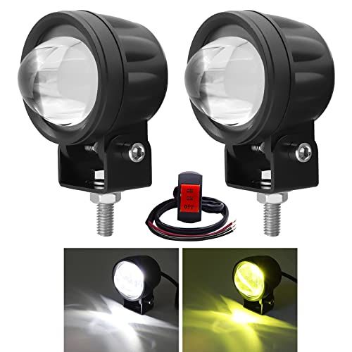 【新品】X-STYLE バイク フォグランプ カットライン有り 20W 2色 黄・白 切り替え led 小型 高輝度 防水 12V 24V デッキライト トラック ヘッドライト 補助灯 前照灯 2個セット+スイッチ (A) 6bce6c7d