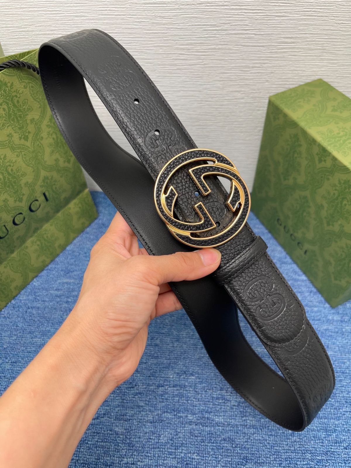 【今日特価】Gucci Signature ダブル G バックル 本革ベルト-3