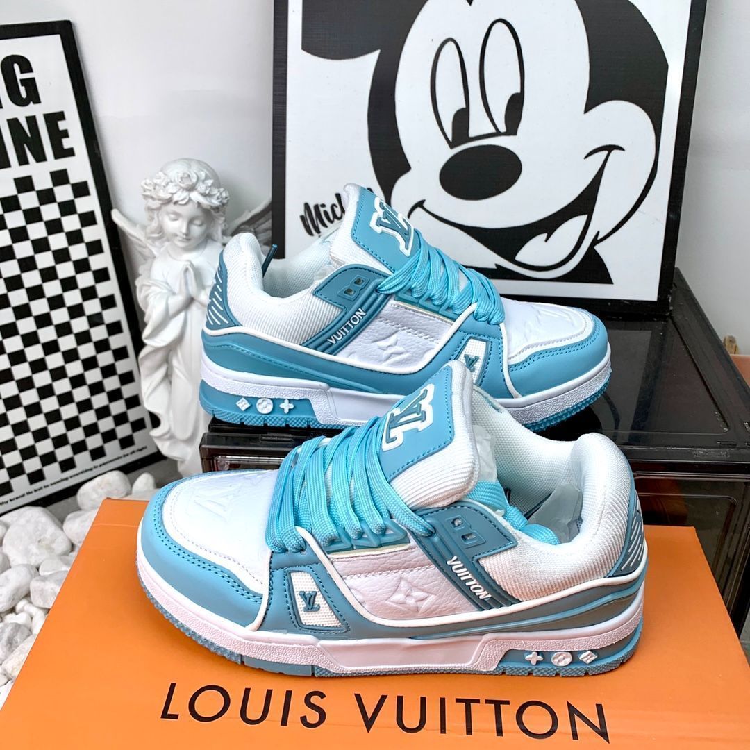 LOUIS VUITTON Trainer レザーカジュアルロートップファッションスニーカー青と白｜本日限定特価｜新品未使用