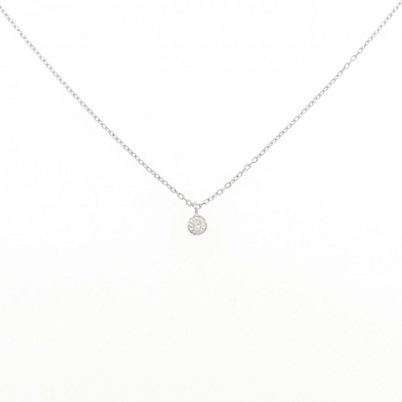 K18WG ソリティア ダイヤモンド ネックレス 0.10CT