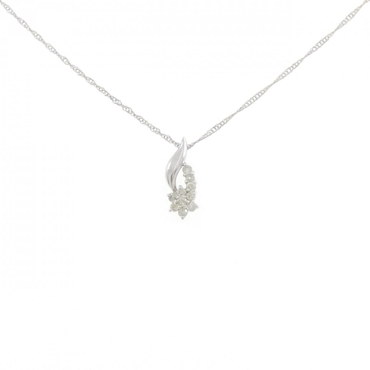 PT900/PT850 フラワー ダイヤモンド ネックレス 0.1CT