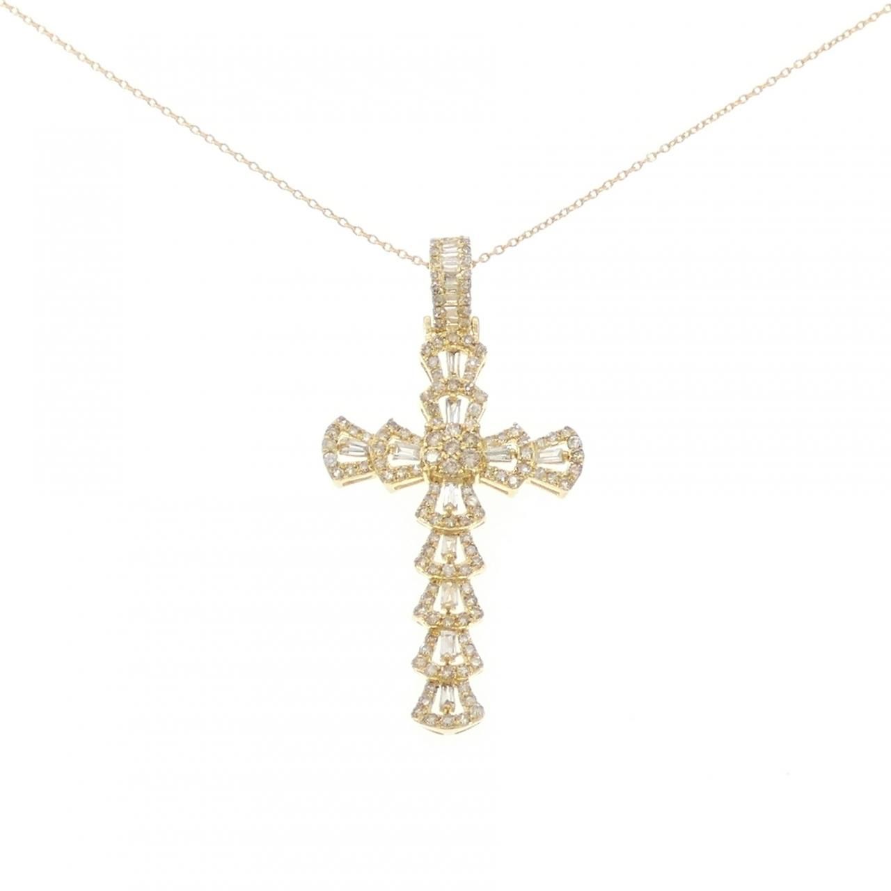 K18YG クロス ダイヤモンド ネックレス 1.00CT