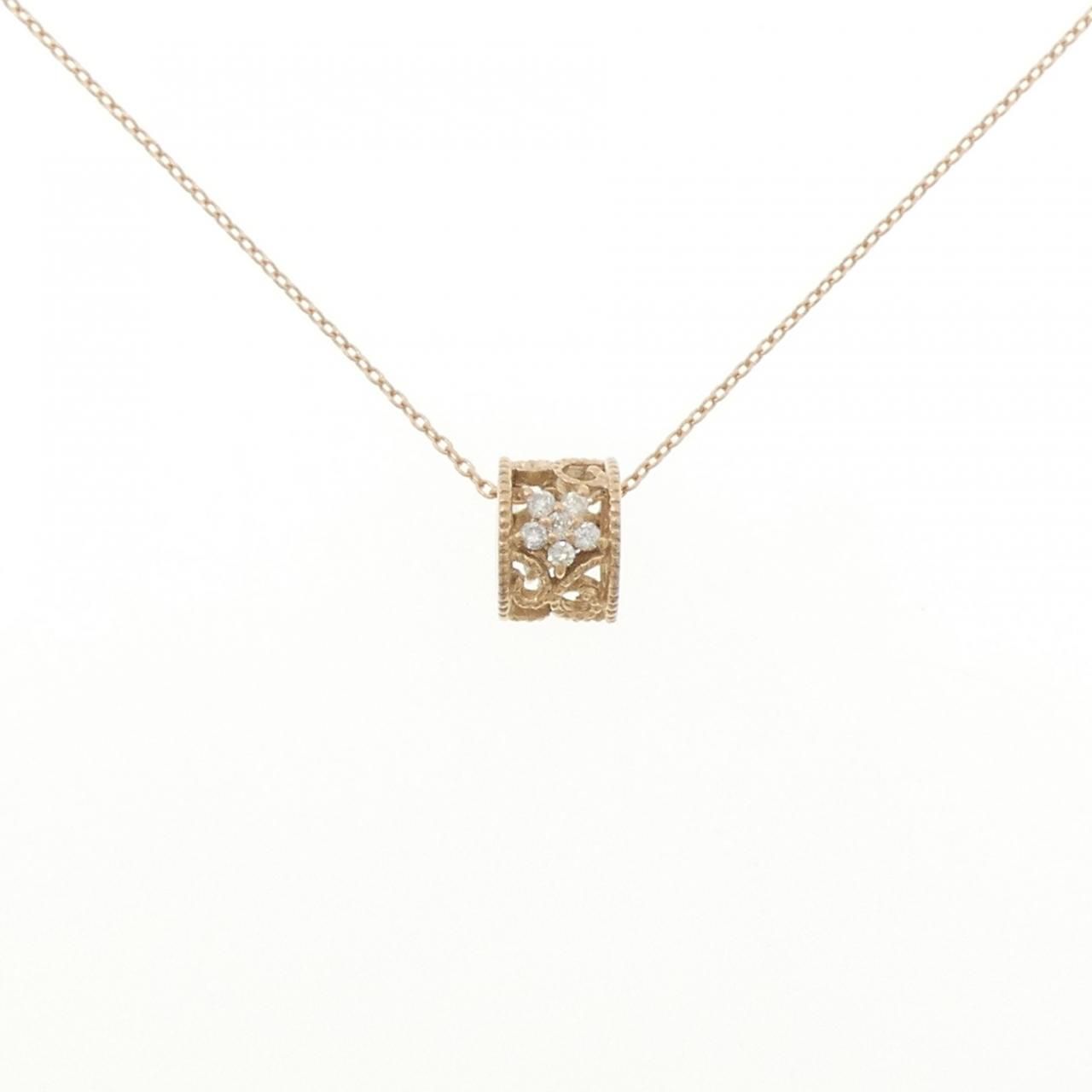 K18PG フラワー ダイヤモンド ネックレス 0.12CT