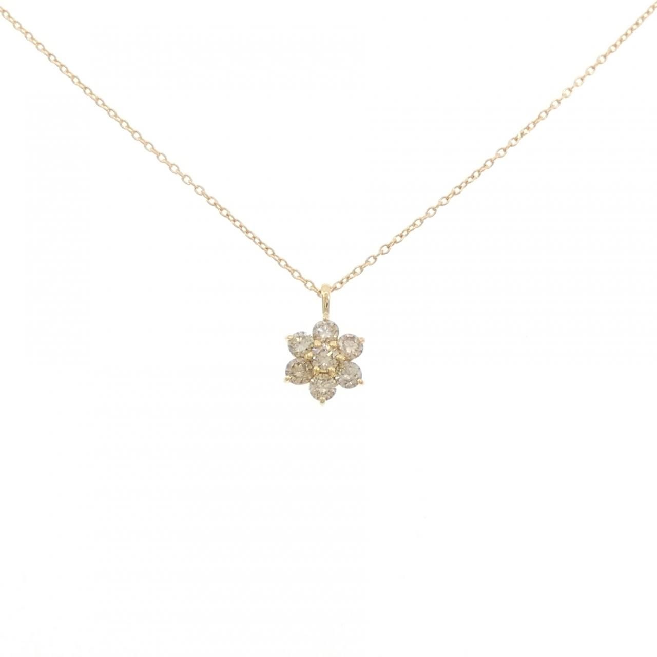 K18YG フラワー ダイヤモンド ネックレス 0.40CT