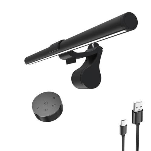 Iseebiz モニターライト リモコン付き バーライト デスクライト 41cm 掛け式ライト 前後双光源 USB給電 PCライト 無段階調光 3種類色温度 目に優しい 記憶機能 明るい パソコン専用 黒★m 88dec01f
