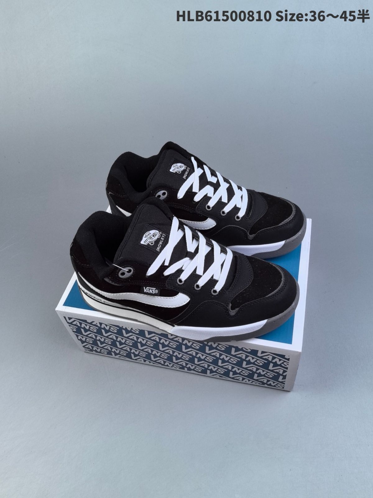 【今日特価】VANS ROWLEY XLT ショックアブソーブ・耐摩耗・軽量 ヴィンテージ スケートシューズ パンシューズ 男女兼用 ブラック & ホワイト！HLB61500810 送料無料！在庫限定のお得な価格です！