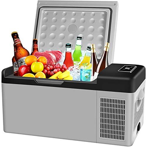 Sumeriy 車載冷蔵庫 18L -20℃?20℃ 急速冷凍 2WAY電源対応 DC12V24V/AC100V 車載家庭両用 静音 ポータブル冷蔵庫 取扱説明書付き (グレー, 18L)e dc8dc467