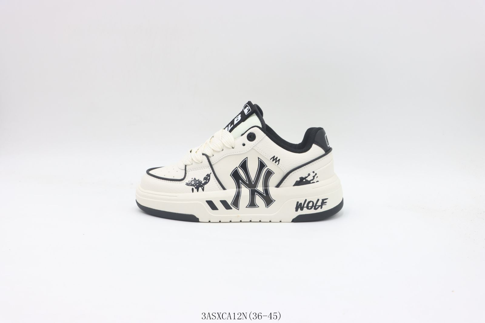 【今日特価】MLB エムエルビー NY ニューヨーク ダディーシューズ 3ASXCA12N ホワイトブラック クロコダイル
