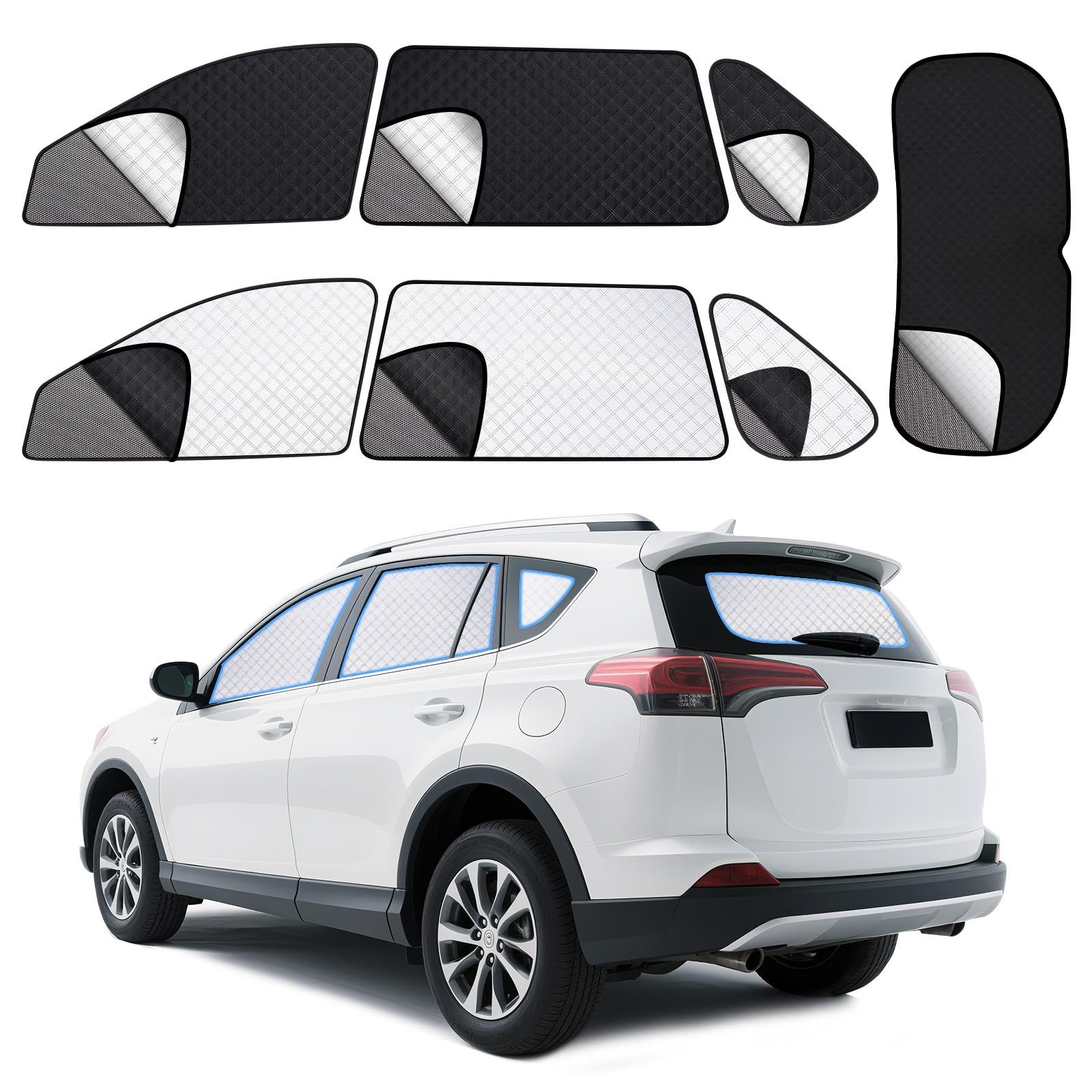 ZATOOTO トヨタ RAV4 50系専用 サンシェード メッシュカーテン マグネット式 2層タイプ 遮光 虫除け 目隠し 日除け 換気 2Way 車用 サイド用 バックドア用 車種専用設計 折り畳み式 アクセサリー 7枚セット SCWS0 3b528894
