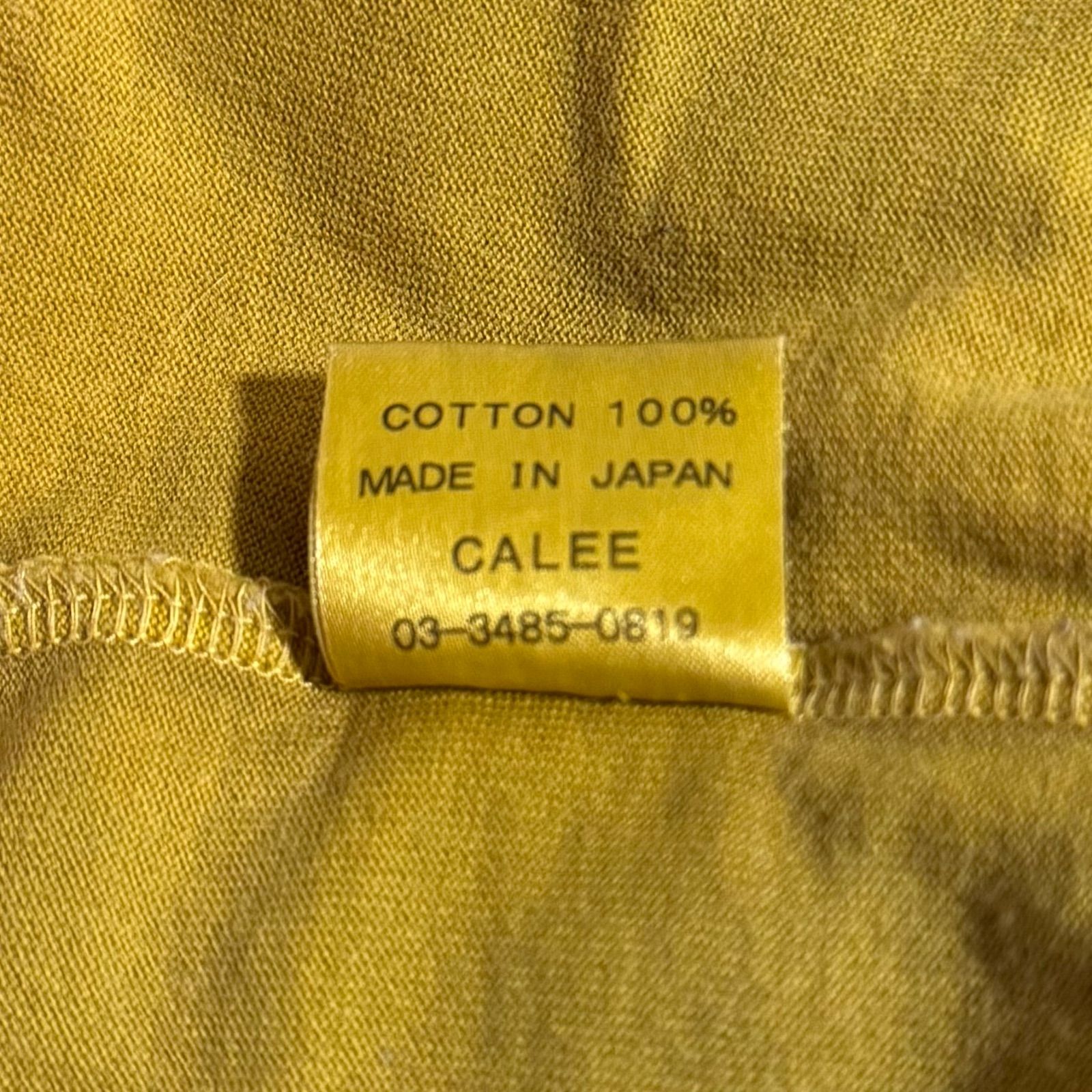 CALEE キャリー 日本製 マスタード 半袖 プリント Tシャツ TEE メンズ 