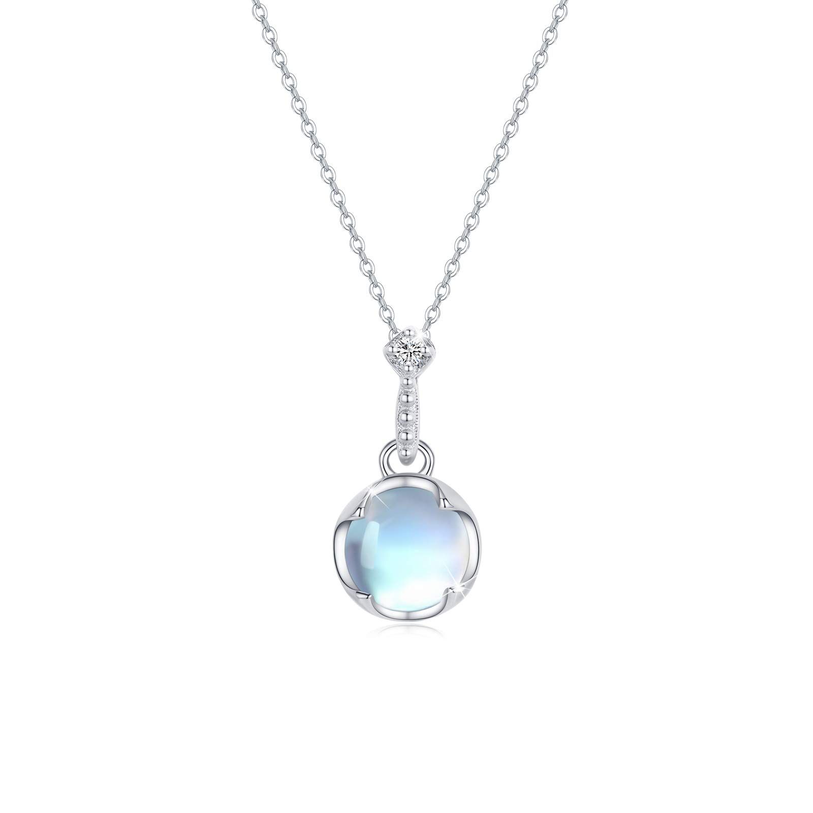 レディース ムーンストーンジュエリーセット スターリングシルバー ケルト/ハート/翼/つる/雪の結晶 ダングルイヤリング エレガントなチョーカーネックレス レインボー合成ムーンストーンジュエリー インフィニティ 誕生日 [エレガントなムーンストーンチョーカー]