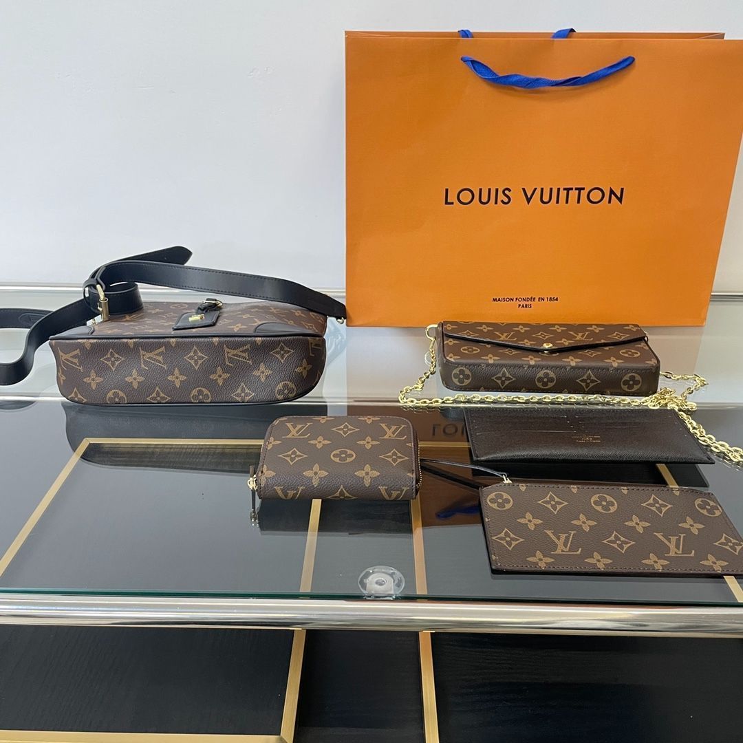 [本日特価] TOP New 高品質3点セット - Lv ブラッククロワッサンバッグ + 3点チェーンバッグセット + 財布 本日限定特別割引！ [本日特価|新品未使用品]