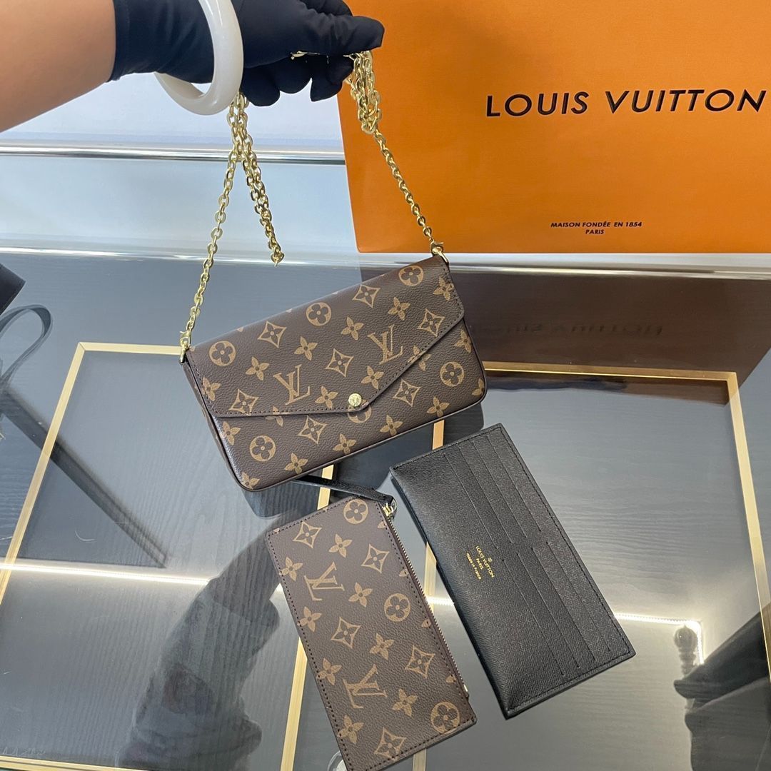 [本日特価] TOP New 高品質3点セット - Lv ブラッククロワッサンバッグ + 3点チェーンバッグセット + 財布 本日限定特別割引！ [本日特価|新品未使用品]