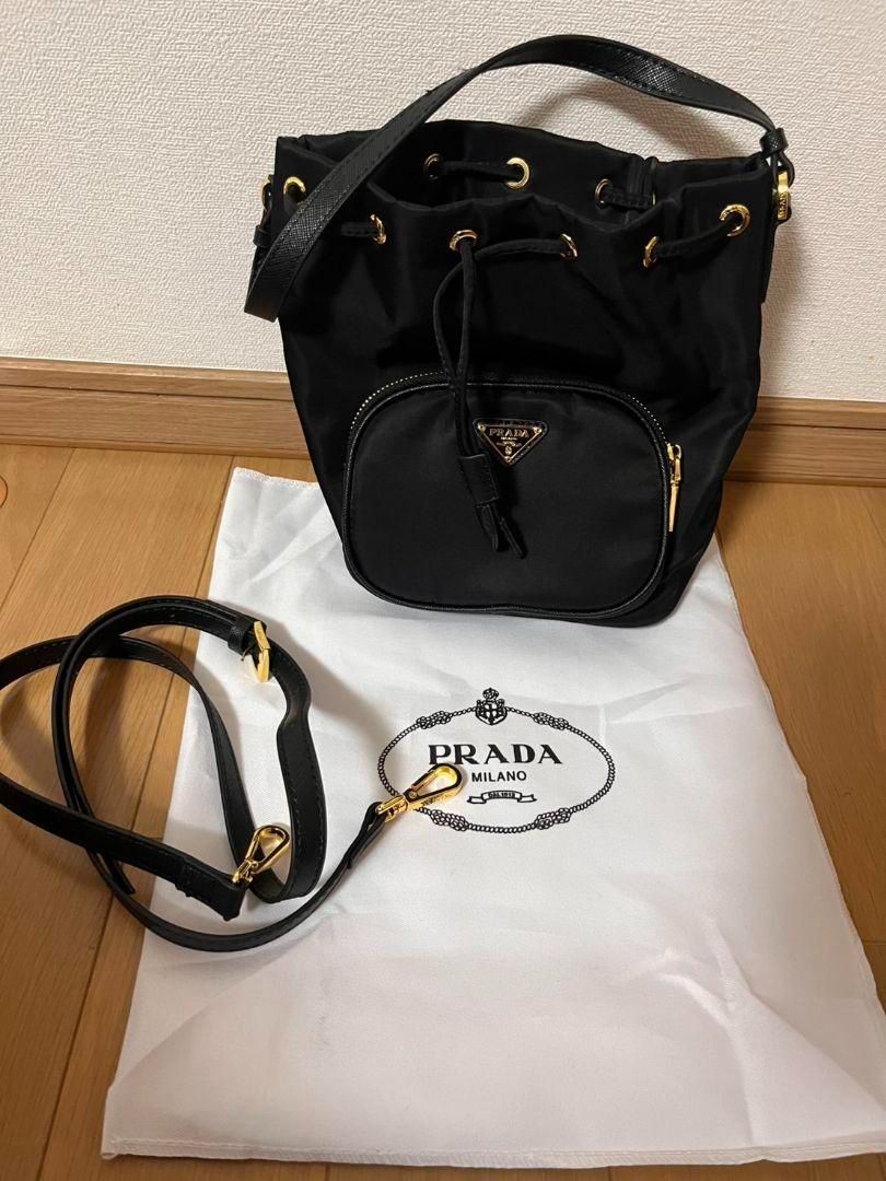 PRADA ブラック ナイロン ショルダーバッグ-WTO輸入2
