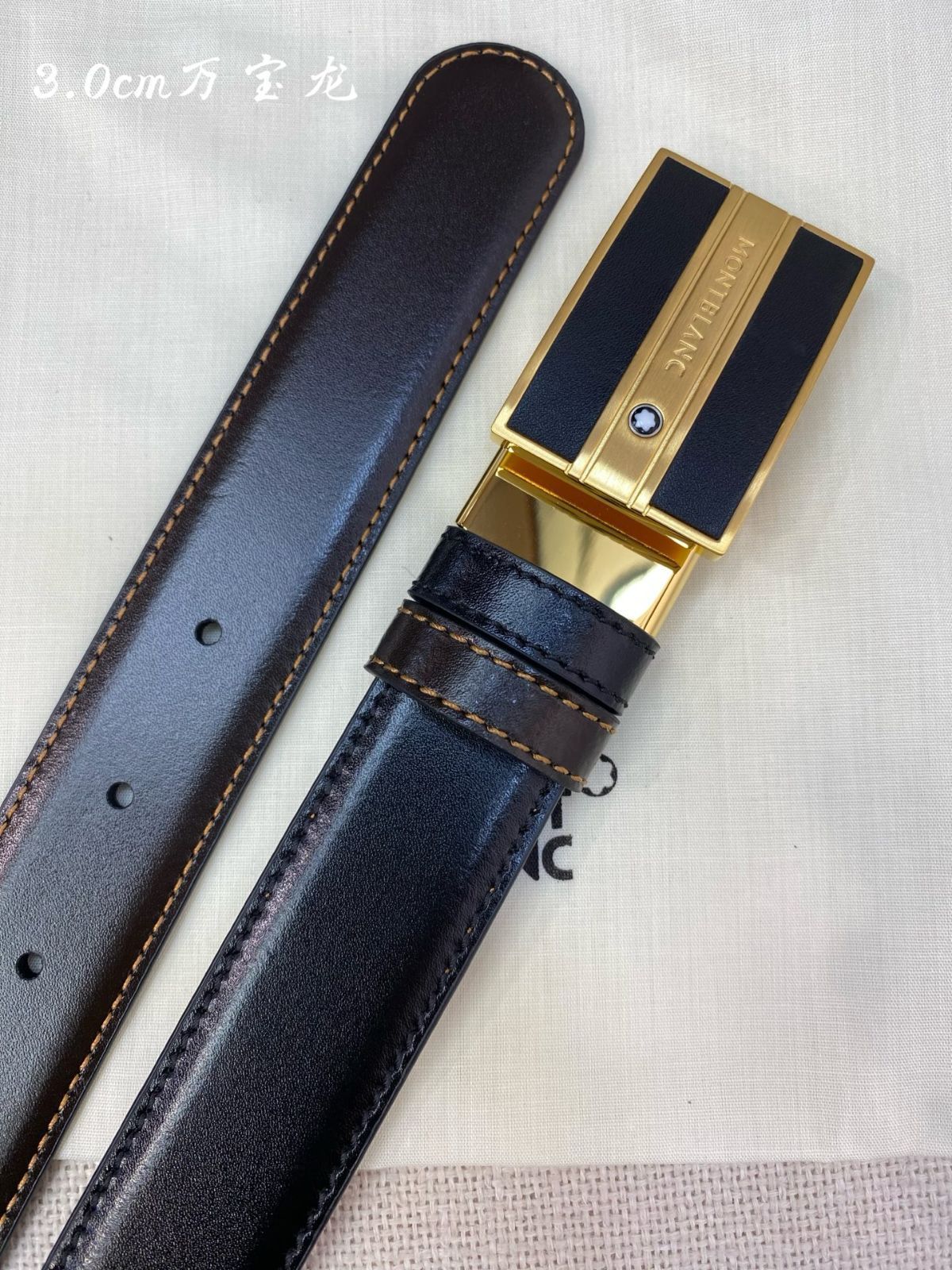 【今日特価】Montblanc 3.0cm レザーベルト-3