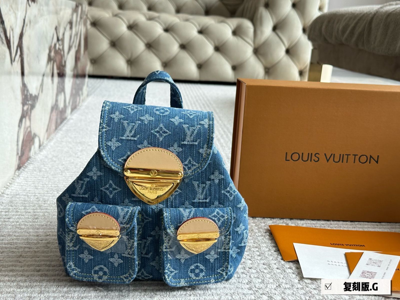 【今日特価】Louis Vuitton Monogram Denim デニムブルー クラシックリメイク Good Design-WTO輸入