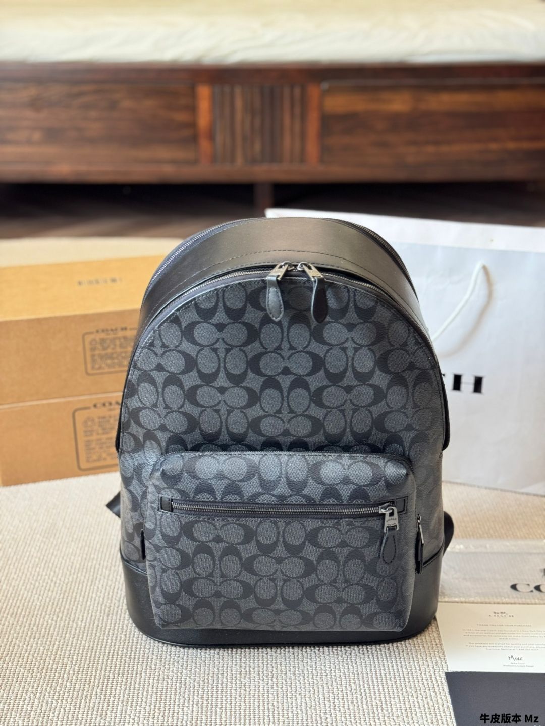 【今日特価】Coach West 35 Black Vintage Print Colorblock Backpack - コーチ ウェスト 35 ブラック ヴィンテージプリント バックパック-WTO輸入3