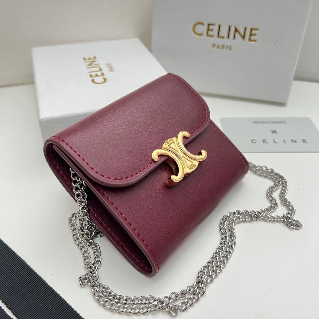 本日限定】?Celine トリオンフ チェーンウォレット 10783 ? 高級本革