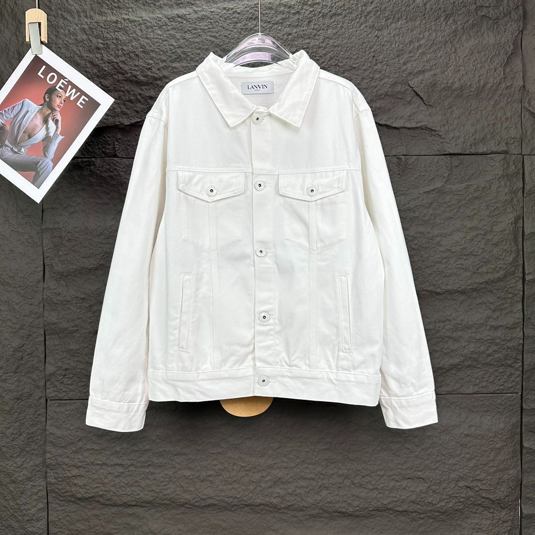 【本日限定特価】Lanvin メンズ＆レディース デニムジャケット パームツリー 刺繍 ホワイト M-2XL [本日特価|新品未使用品]-WTO輸入1