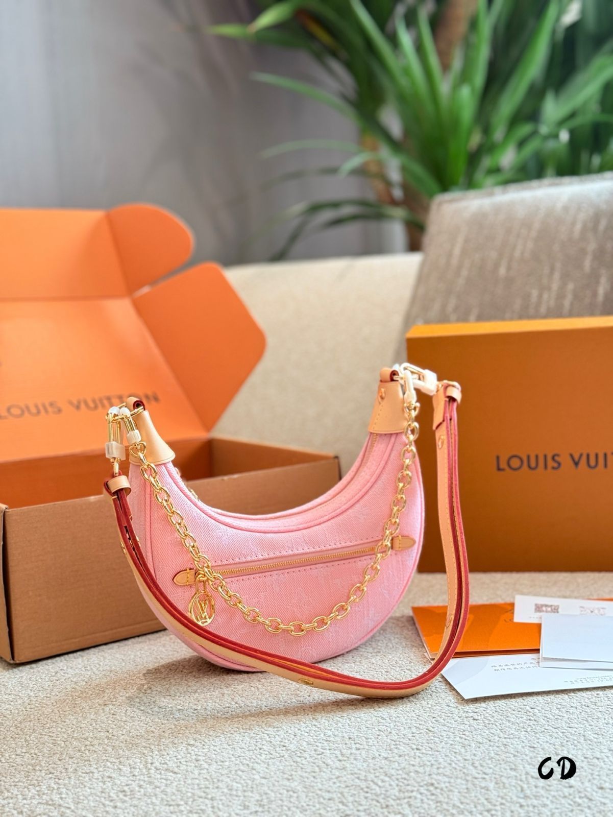 【今日特価】Louis Vuitton Pink Denim Crescent Bag・ルイ・ヴィトン ピンクデニム クレセント バッグ-WTO輸入3
