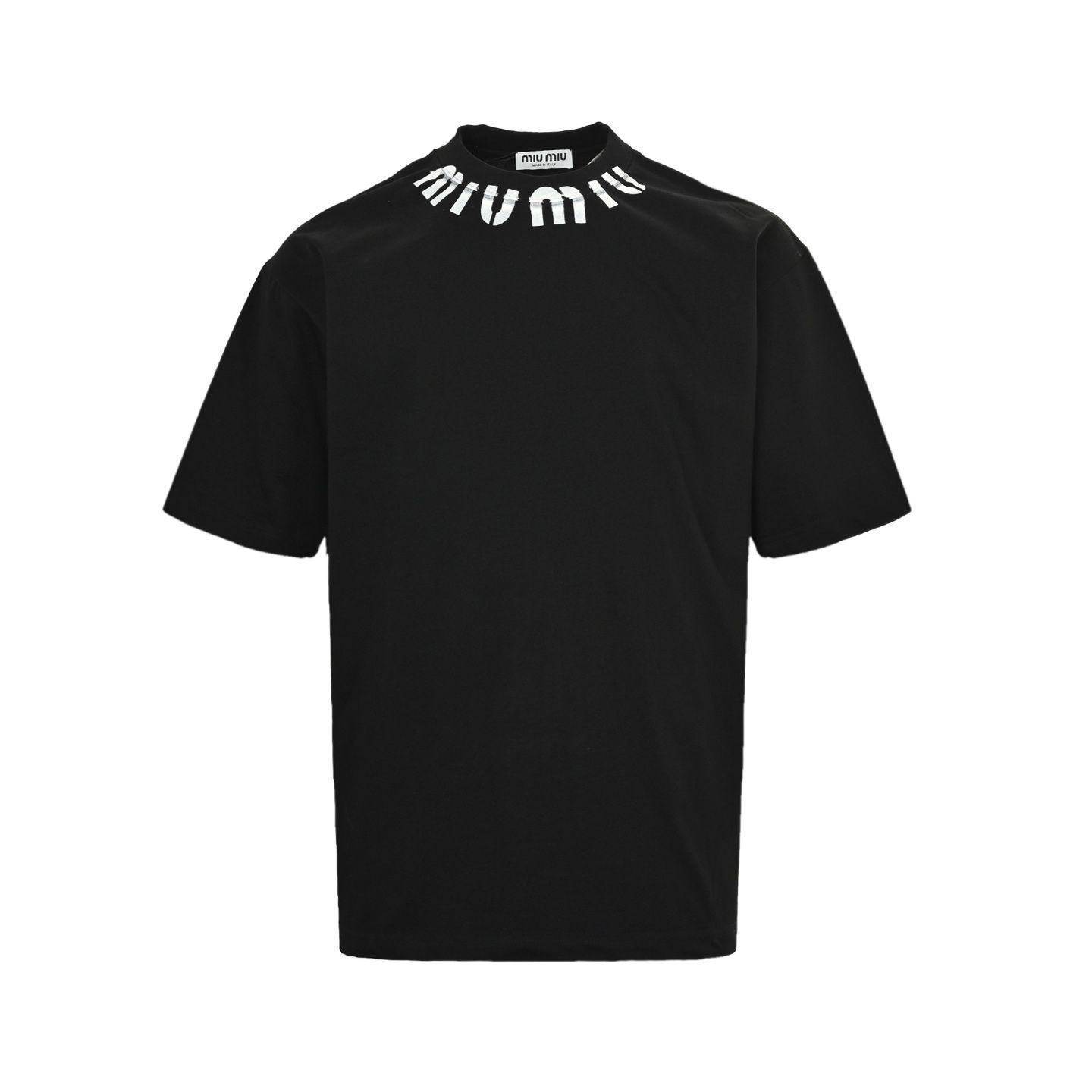 【今日特価】MiuMiu 25SS ネックレタープリント T シャツ