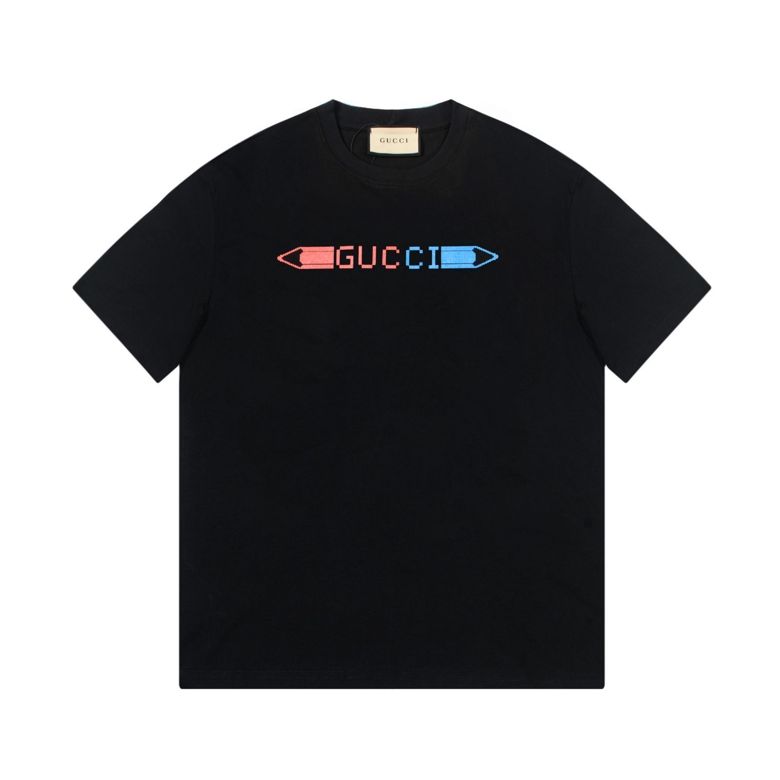 【本日限定特価】Gucci ペンシルカラーブロックプリント クルーネックTシャツ - 2色展開・サイズ選択可能 [本日特価|新品未使用品]