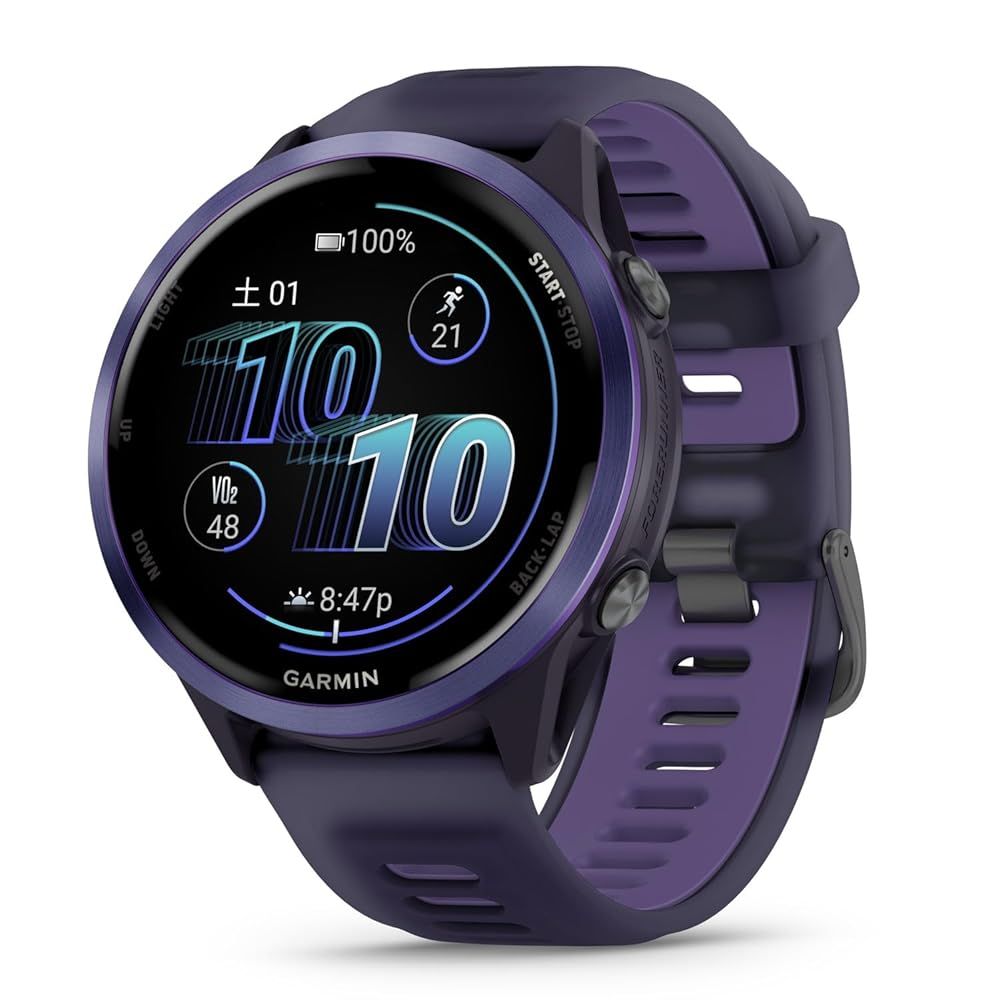 【Forerunner265後継モデル】 GARMIN(ガーミン) GPSランニングウォッチ Forerunner 570 47mm Purple 最大約10日間の長時間バッテリー 超軽量