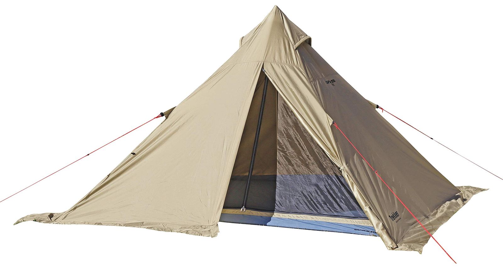 キャプテンスタッグ(CAPTAIN STAG) テント ティピー ワンポールテント レクタ 4人用 270 UVカット アルミポール採用 耐水圧フライ2000mm/フロア3000mm ベンチレーション装備 カーキ トレッカー UA-62 製品サイズ:(約)フ