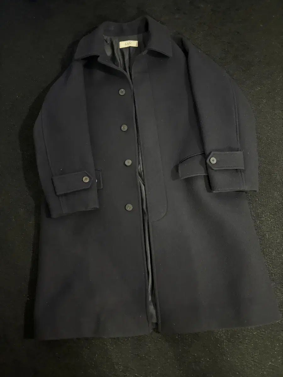SHIRTER ウール ステンカラーコート ネイビー