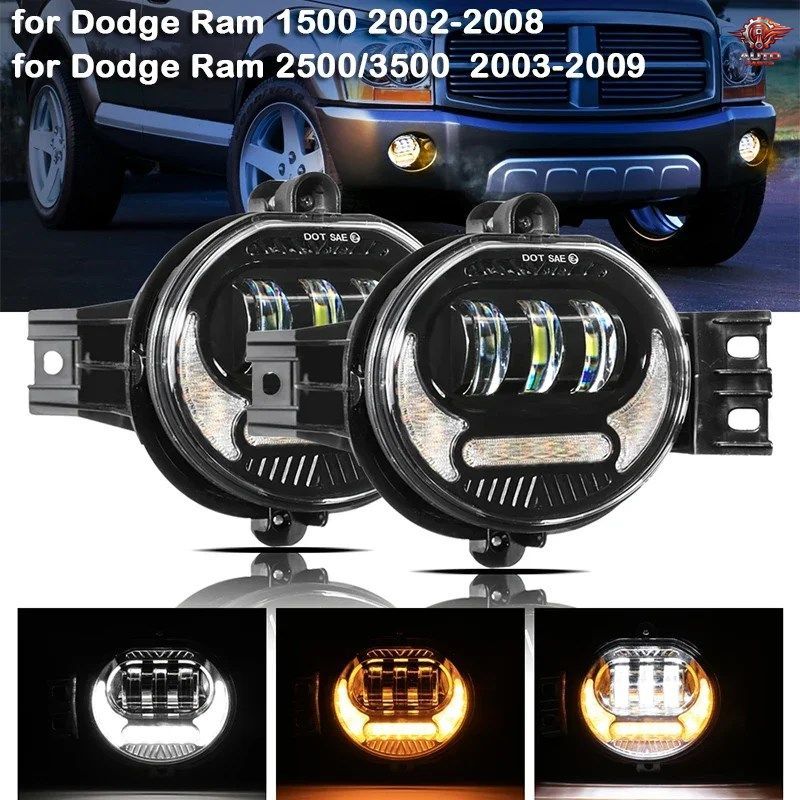 LEDカーフォグランプ フロントバンパー ドライビングランプ 1ペア DODGE RAM 1500 2002-2008 DODGE RAM 2500 3500 2003-2009
