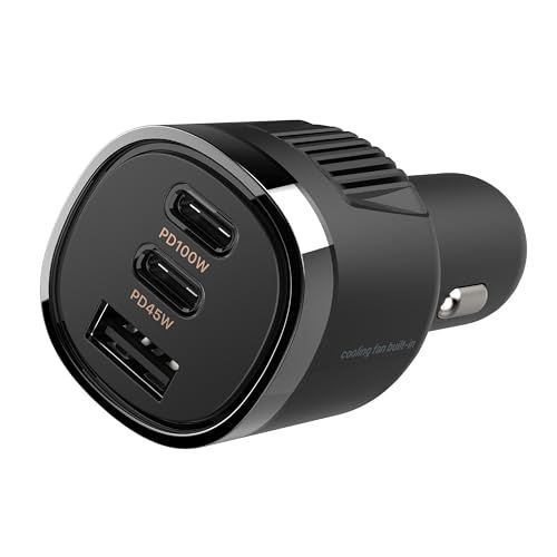 カシムラ カーチャージャー シガーソケット USB 120W 3ポート (USB-C×2 / USB-A×1) PD対応 100W 急速充電 【冷却ファン内蔵】 12V/24V車対応 車載充電器 DC-078as c74336bb