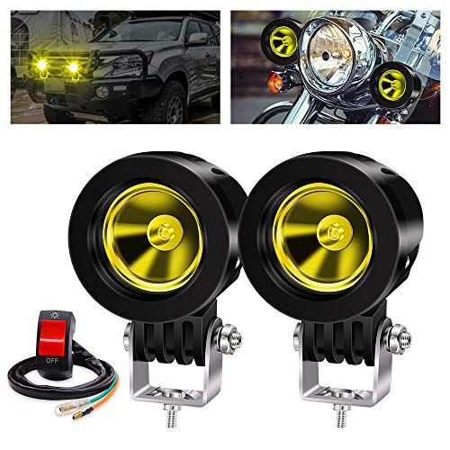 X-STYLE バイク ledフォグランプ 黄色 10W LEDワークライト 作業灯 狭角 高輝度・防水・防塵・長寿命・耐衝撃 丸型 スポットライト 車外灯 オートバイ/機械/自動車/トラック用品 汎用作業灯 狭角 スイッチ付き 2個セットa 83cd2997