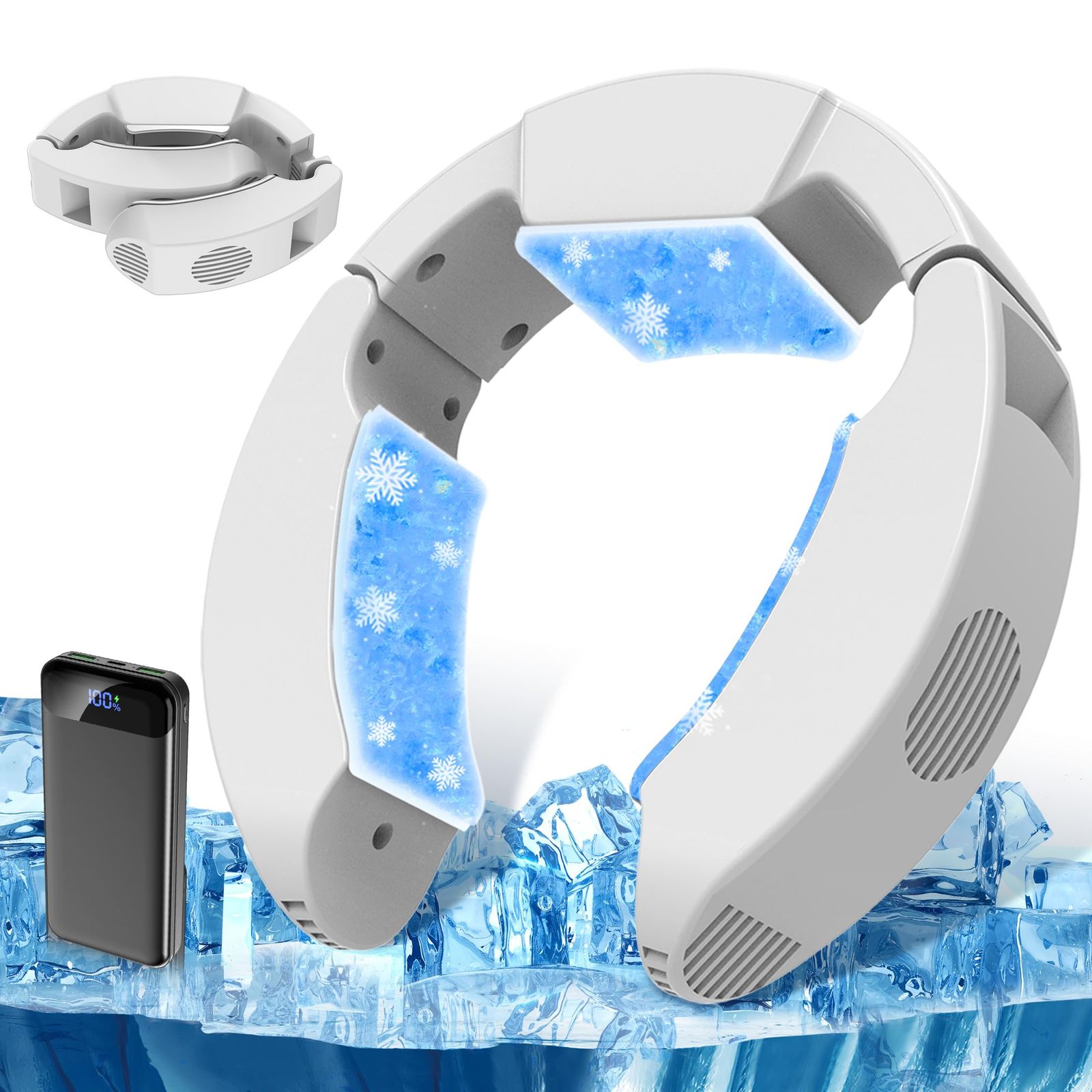 ネッククーラー 冷却プレート 【2025新登場&30000mAh 付き&-17℃瞬間冷却】 ペルチェ素子 首掛けクーラー 折り畳み 強・弱2つモード 最大-17℃冷やす Type-c給電 バッテリーと繋がって使用 持ち運びやすい PSE認証済 a9f0fb63